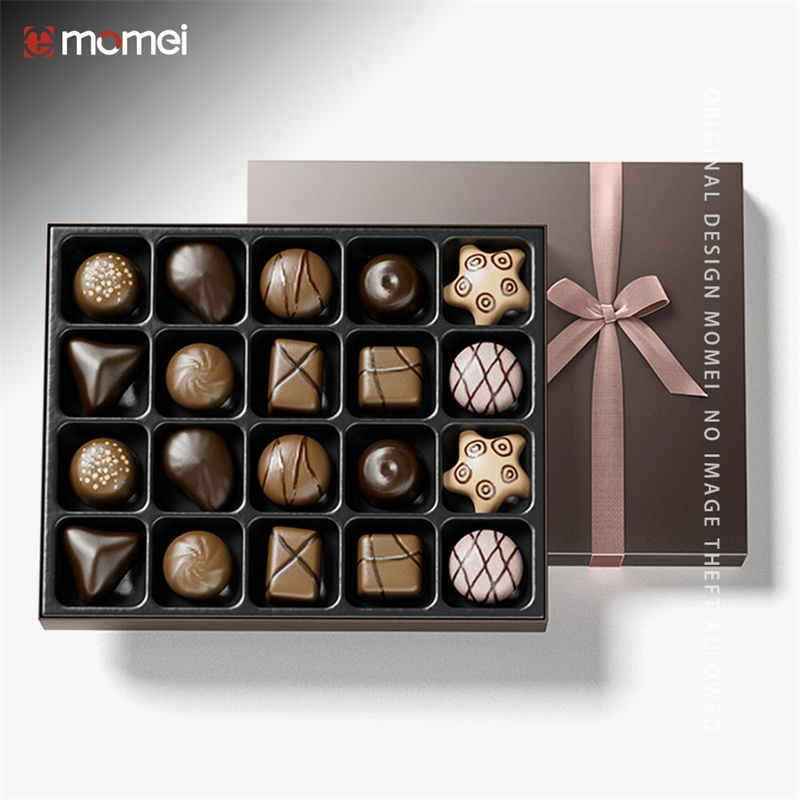Customized Hot Stamped Bow Chocolate Gift Packing Box With Logo