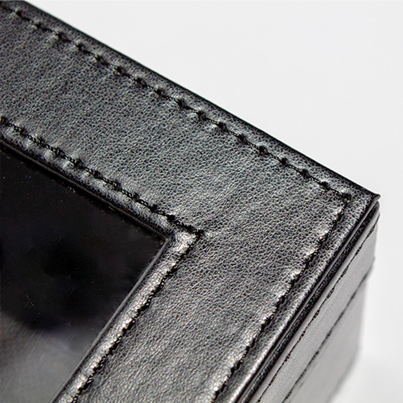 Custom Black Handle Design PU Jewellery Leather Gift Box With Transparent PVC Window05.jpg