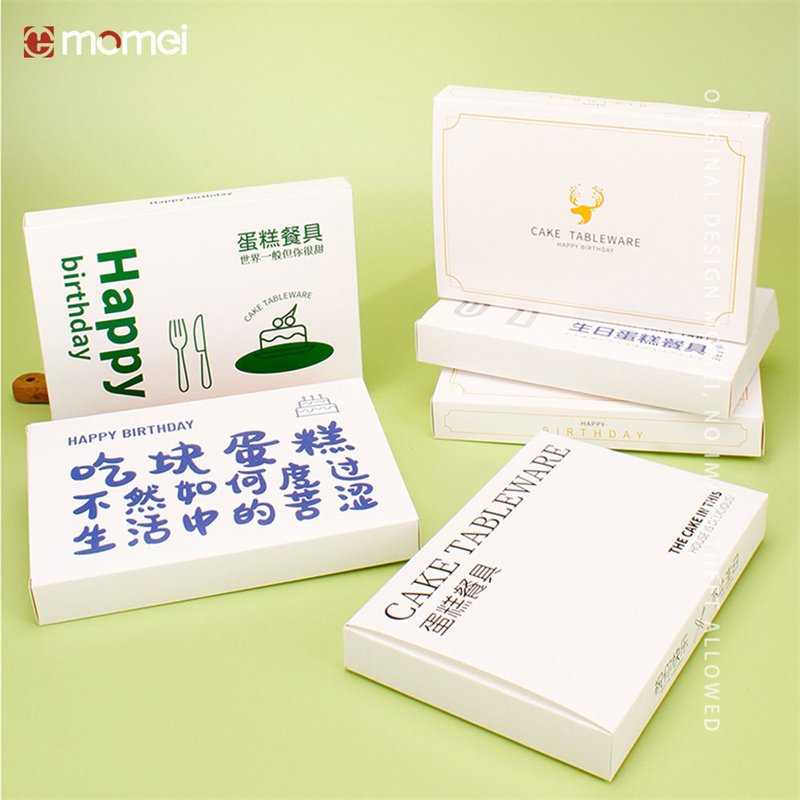 Customized Personalized Cake Tableware White Card Paper Packaging Box